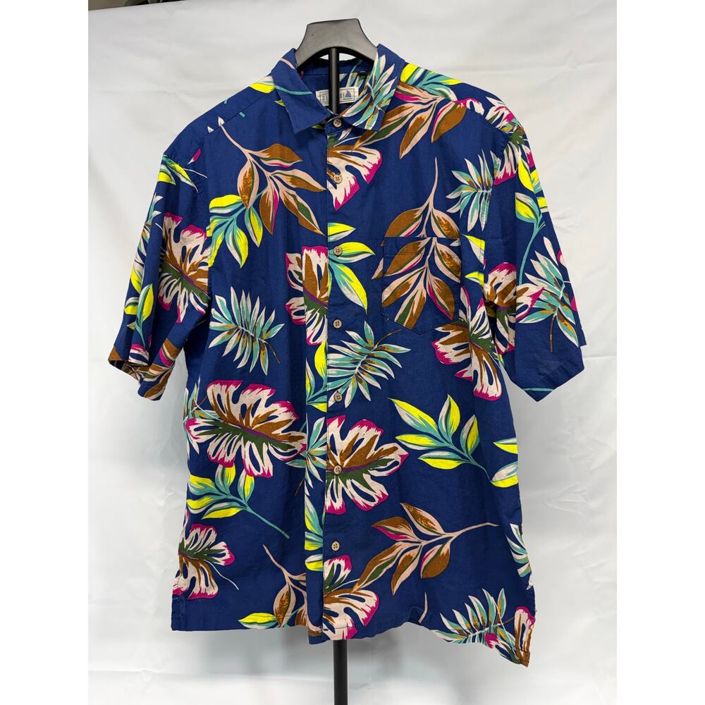 Seaspice Resort Wear Hawaiian Shirt XL Blue Tropical Floral 100% Cotton
